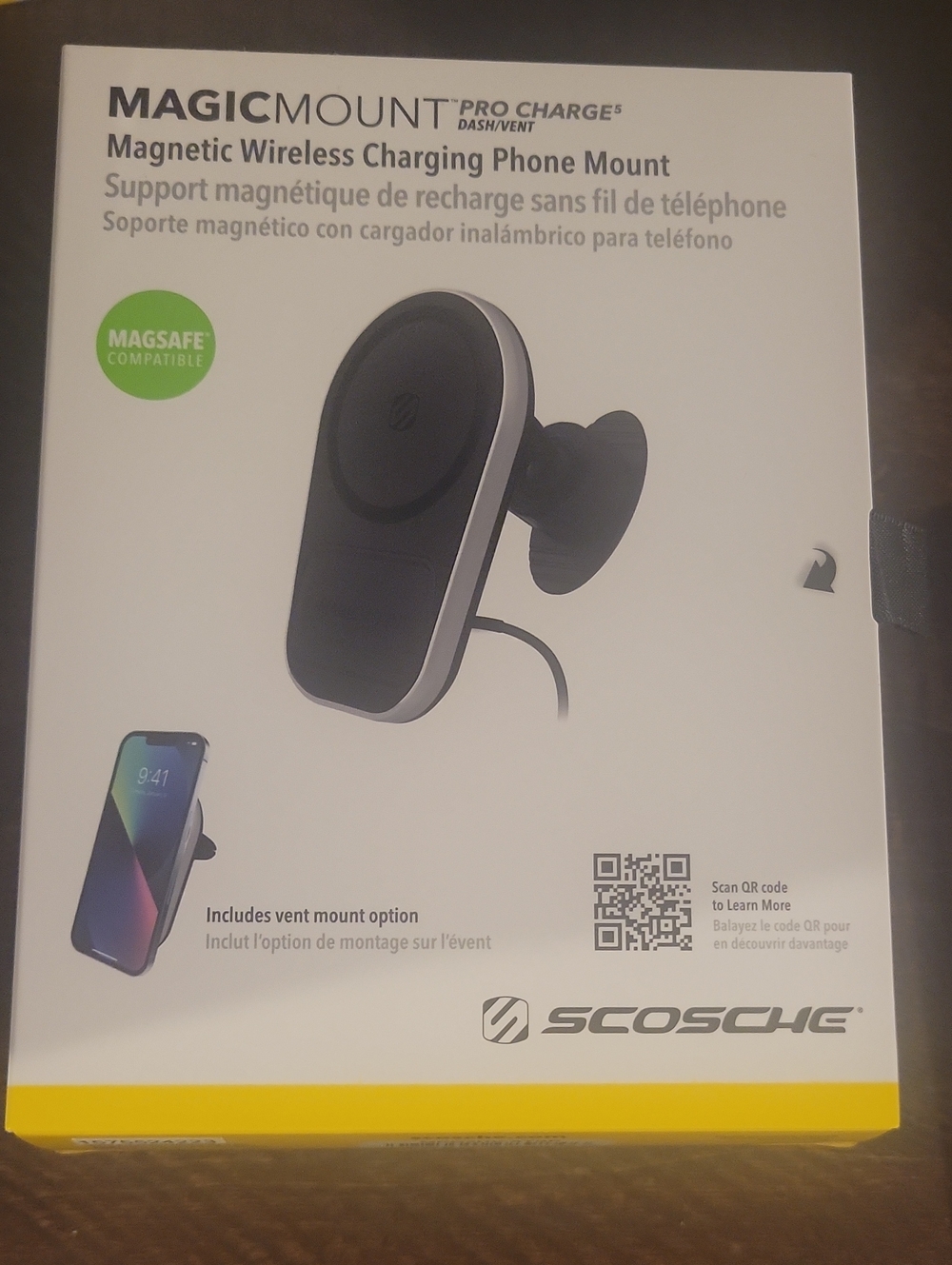 Scosche Magnetic Wireless Car Phone Mount Charger - Black